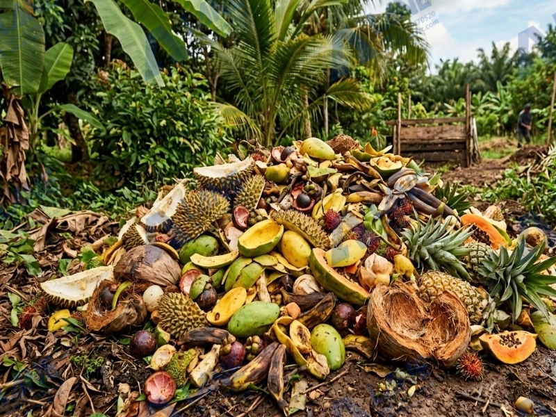 Métodos de compostagem em larga escala de resíduos de frutas tropicais